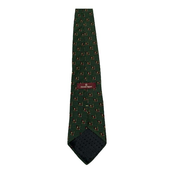 Vintage Etienne Aigner Men’s Silk Tie – Green with Polo Mallet Print - Picture 4 of 5